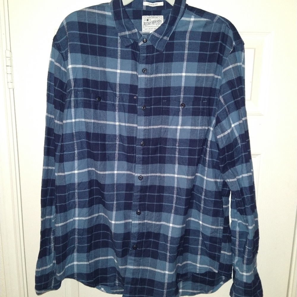 Lucky Brand Saturday Stretch Classic Fit Button Up Shirt Men's sz Large.